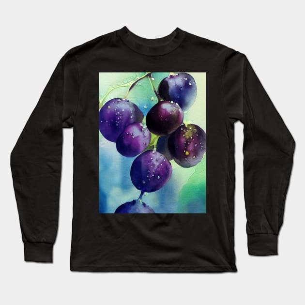 Purple Grapes Long Sleeve T-Shirt by fistikci